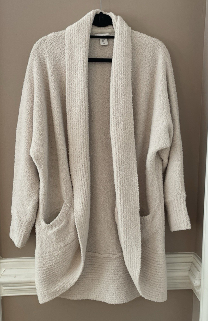 Cupcakes And Cashmere Cardigan Womens L Beige Knit Relaxed Shawl Collar Pockets